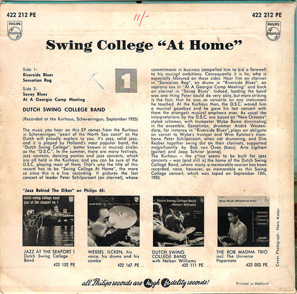Dutch Swing College Band - Swing College At Home * Vinyl Singles Vinyl Very Good (VG) <br> Hoes Good Plus (G+)
