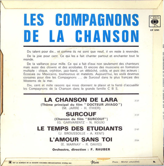 Les Compagnons De La Chanson - La Chanson De Lara Vinyl Singles EP Vinyl Zeer Goed / Hoesje Goed "VINYLSINGLES.NL"