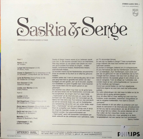 Saskia & Serge - Saskia & Serge (LP) (B) 49809 Vinyl LP Gebruikssporen!