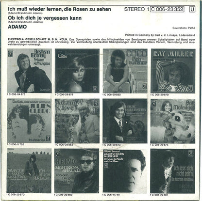 Adamo - Ich Muß Wieder Lernen, Die Rosen Zu Sehen Vinyl Singles Vinyl Very Good (VG) <br> Hoes Good Plus (G+)