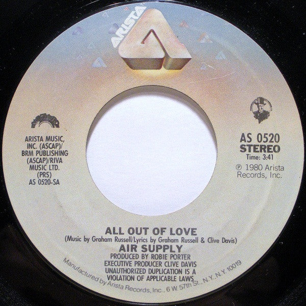 Air Supply - All Out Of Love Vinyl Singles Vinyl Goed / Hoes Generic