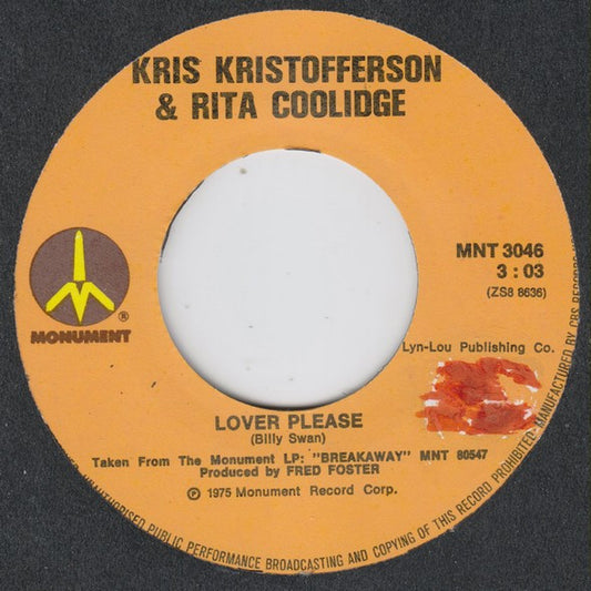 Kris Kristofferson & Rita Coolidge - Lover Please 38703 Vinyl Singles Goede Staat