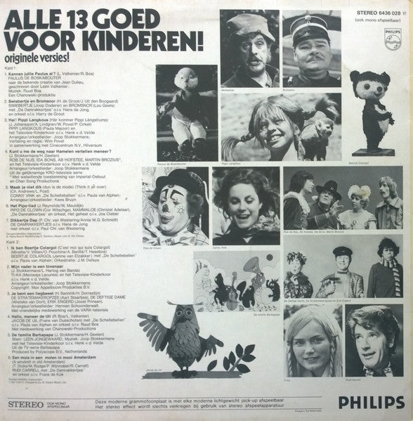 Various - Alle 13 Goed Voor Kinderen (LP) Vinyl LP Vinyl Very Good (VG) <br> Hoes Good Plus (G+)