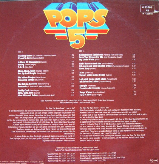 Klaus Wunderlich - Wunderlich Pops * (LP) Vinyl LP Vinyl Zeer Goed / Hoesje Goed "VINYLSINGLES.NL"