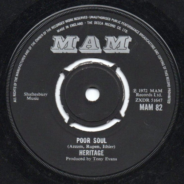 Heritage - Poor Soul Vinyl Singles Vinyl Goed / Hoes Generic