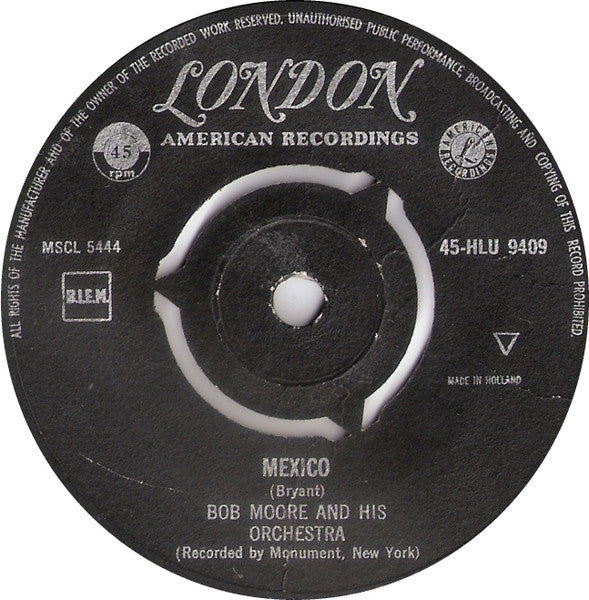 Bob Moore - Mexico Vinyl Singles Vinyl Very Good (VG) <br> Hoes Generic