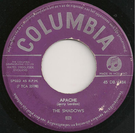 Shadows - Apache Vinyl Singles Vinyl Very Good (VG) <br> Hoes Generic