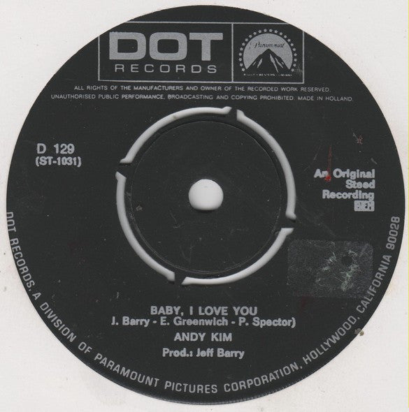 Andy Kim - Baby, I Love You Vinyl Singles Vinyl Zeer Goed / Hoesje Generic "VINYLSINGLES.NL"
