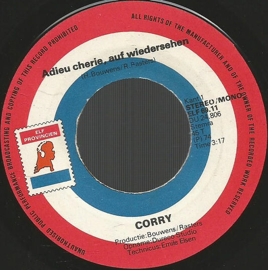Corry Konings - Adieu Cherie, Auf Wiedersehen Vinyl Singles Vinyl Very Good (VG) <br> Hoes Generic