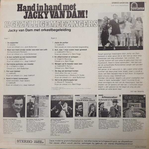 Jacky Van Dam - Hand In Hand Met Jacky Van Dam! 12 Gezellige Meezingers (LP) 50747 Vinyl LP B-Keus (B)