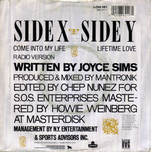 Joyce Sims - Come Into My Life Vinyl Singles Vinyl Very Good (VG) <br> Hoes Good Plus (G+)