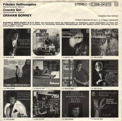 Graham Bonney - Fräulein Hoffnungslos 34516 Vinyl Singles VINYLSINGLES.NL