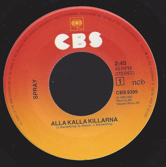 Spray - Alla Kalla Killarna 38719 Vinyl Singles Goede Staat