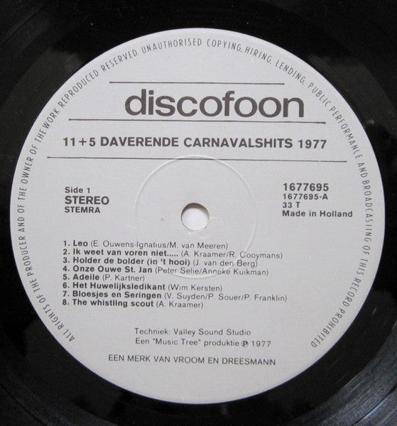 Various - Elf + 5 Daverende Carnavals Hits '77 (LP) 41210 Vinyl LP Goede Staat