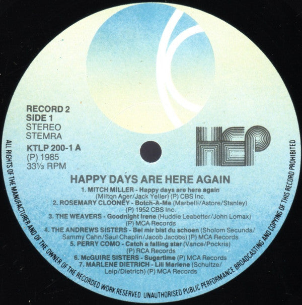 Various - Happy Days Are Here Again (LP) 51642 Vinyl LP Dubbel Vinyl Very Good (VG) <br> Hoes Good Plus (G+)