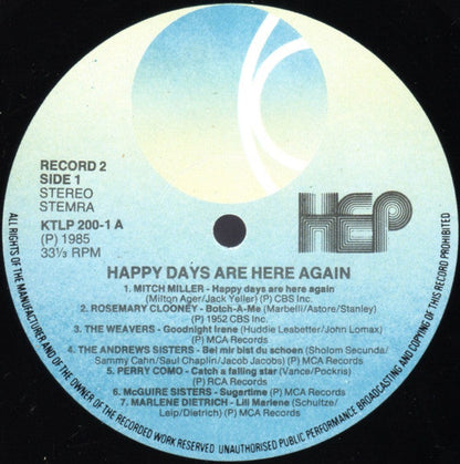 Various - Happy Days Are Here Again (LP) 51642 Vinyl LP Dubbel Vinyl Very Good (VG) <br> Hoes Good Plus (G+)