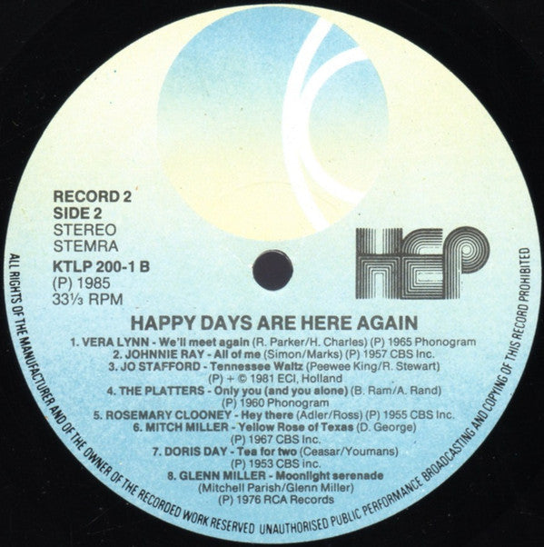Various - Happy Days Are Here Again (LP) 51642 Vinyl LP Dubbel Vinyl Very Good (VG) <br> Hoes Good Plus (G+)