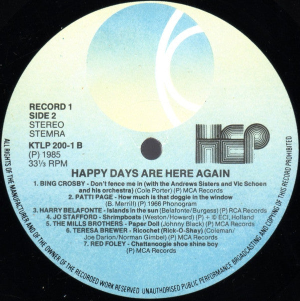 Various - Happy Days Are Here Again (LP) 51642 Vinyl LP Dubbel Vinyl Very Good (VG) <br> Hoes Good Plus (G+)