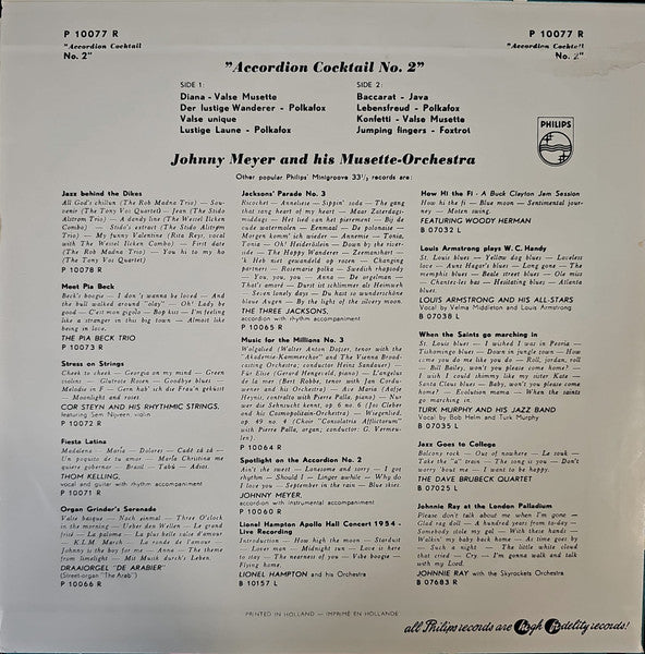 Johnny Meijer - Accordion Cocktail no 2 (10") Vinyl LP 10" VINYLSINGLES.NL