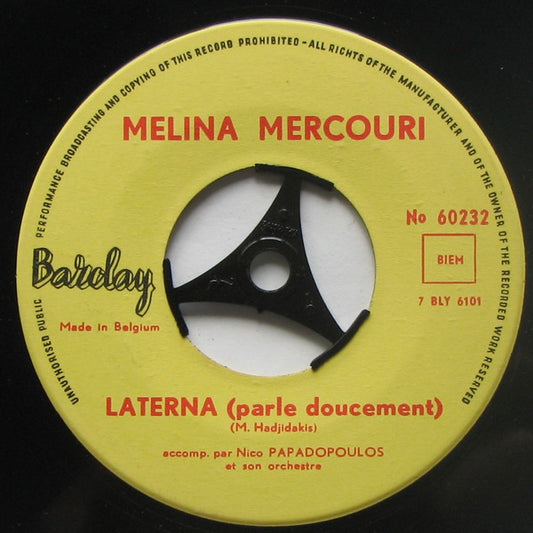 Melina Mercouri - Ta Pedia Ton Pirea Vinyl Singles Vinyl Zeer Goed / Hoesje Generic "VINYLSINGLES.NL"