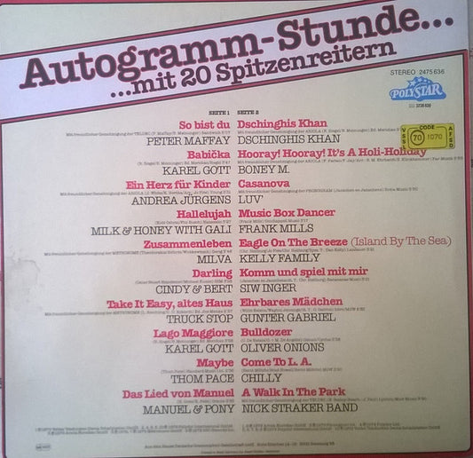 Various - Autogramm-Stunde Mit 20 Spitzenreitern (LP) Vinyl LP Vinyl Zeer Goed / Hoesje Goed "VINYLSINGLES.NL"