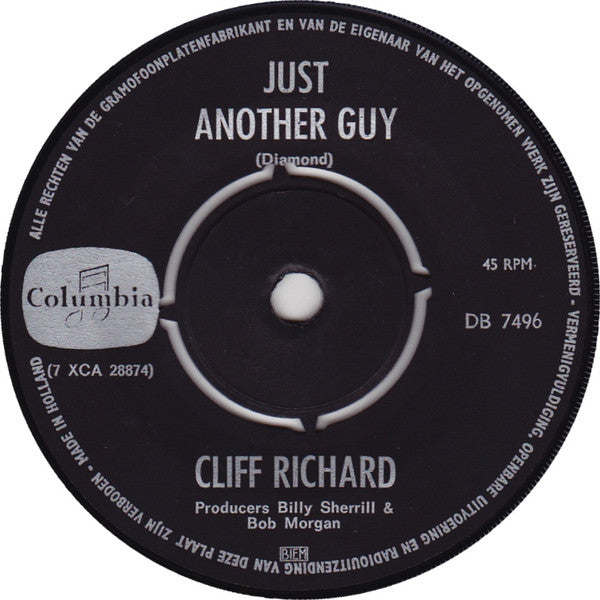 Cliff Richard - Just Another Guy Vinyl Singles Vinyl Very Good (VG) <br> Hoes Generic