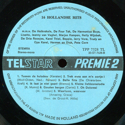 Various - 16 Hollandse Hits 1 (LP) Vinyl LP Vinyl Very Good (VG) <br> Hoes Good Plus (G+)