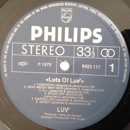 Luv' - Lots Of Luv' (LP) Vinyl LP Vinyl Zeer Goed / Hoesje Goed "VINYLSINGLES.NL"
