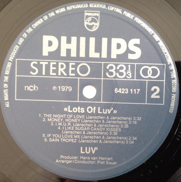 Luv' - Lots Of Luv' (LP) Vinyl LP Vinyl Very Good (VG) <br> Hoes Good Plus (G+)