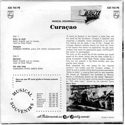 Various - Musical Souvenirs: Curaçao Vinyl Singles EP Vinyl Zeer Goed / Hoesje Goed "VINYLSINGLES.NL"