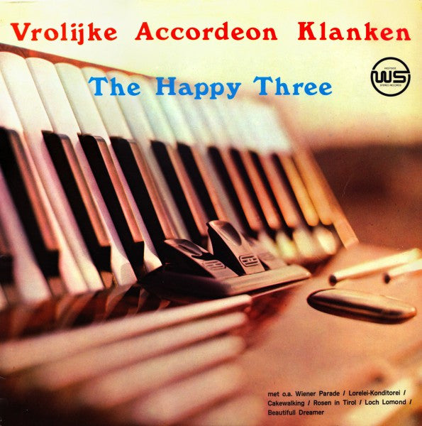 Happy Three - Vrolijke Accordeon Klanken (LP) Vinyl LP Vinyl Very Good (VG) <br> Hoes Good Plus (G+)