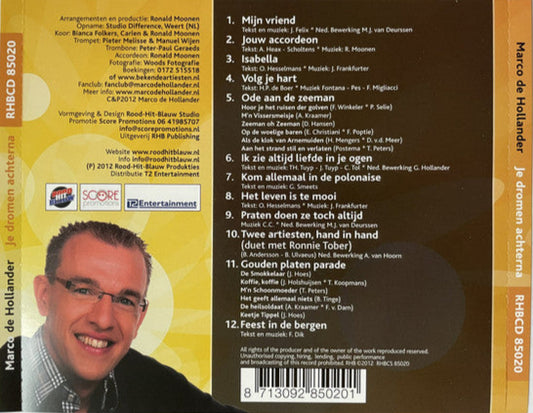 Marco De Hollander - Je Dromen Achterna (CD) Compact Disc Goede Staat "VINYLSINGLES.NL"