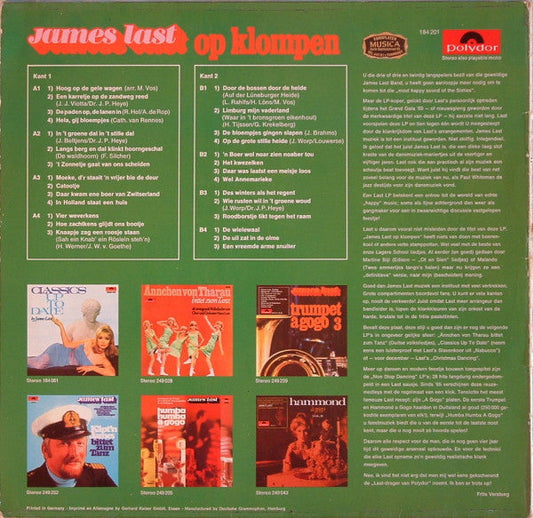 James Last - James Last Op Klompen (LP) Vinyl LP Vinyl Zeer Goed / Hoesje Goed "VINYLSINGLES.NL"