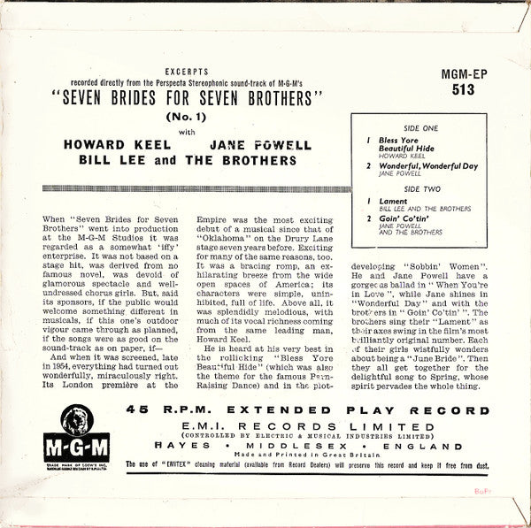 Various - Seven Brides For Seven Brothers (No. *) Vinyl Singles EP Vinyl Very Good (VG) <br> Hoes Good Plus (G+)
