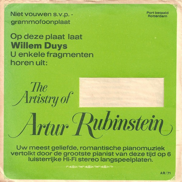 Arthur Rubinstein - Willem Duys Presenteert The Artistry Of Artur Rubinstein