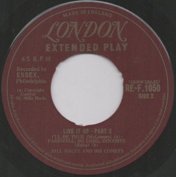 Bill Haley And His Comets - Live It Up ! Part 2 Vinyl Singles Vinyl Very Good (VG) <br> Hoes Generic