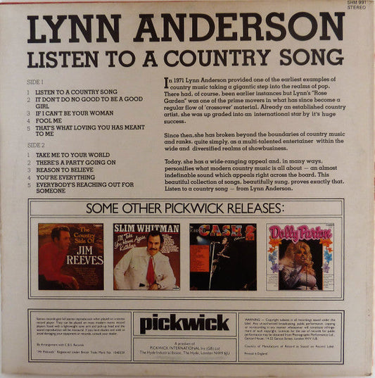 Lynn Anderson - Listen To A Country Song (LP) 50922