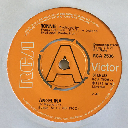 Ronnie - Angelina 19608 Vinyl Singles Zeer Goede Staat