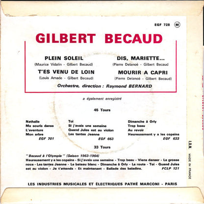Gilbert Becaud - Plein Soleil Vinyl Singles Media VG+ / Sleeve VG