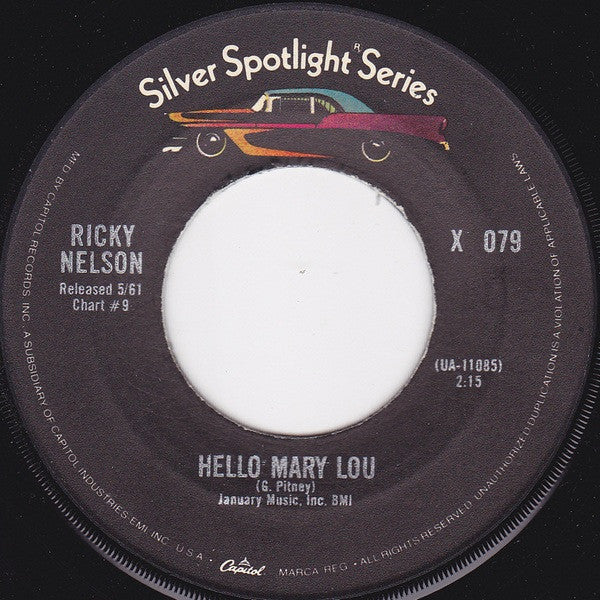 Ricky Nelson - Hello Mary Lou Vinyl Singles Vinyl Very Good (VG) <br> Hoes Generic