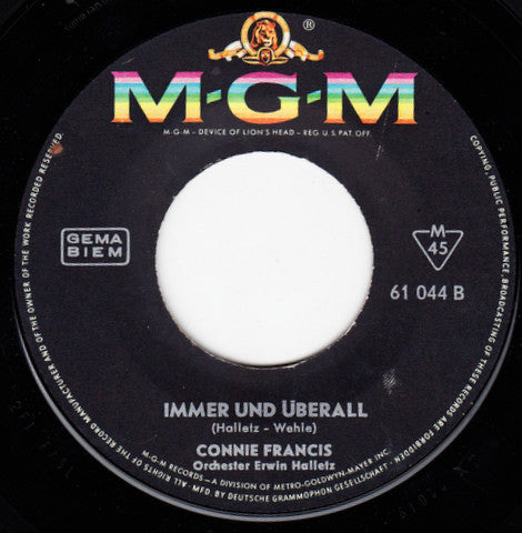 Connie Francis - Einmal Komm' Ich Wieder Vinyl Singles Vinyl Very Good (VG) <br> Hoes Generic