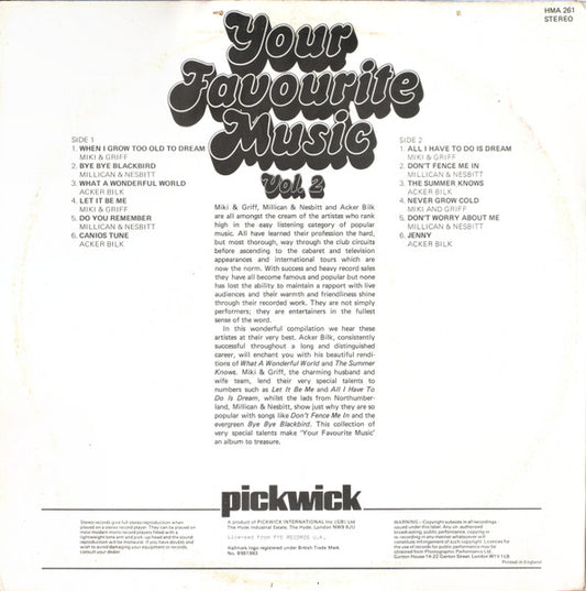 Millican & Nesbitt / Miki & Griff / Acker Bilk - Your Favourite Music Vol. * (LP)