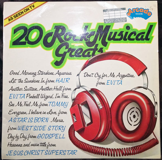 Unknown Artist - 20 Rock Musical Greats (LP) Vinyl LP Vinyl Very Good (VG) <br> Hoes Good Plus (G+)