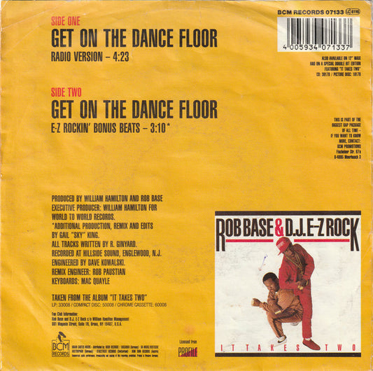 Rob Base & DJ E-Z Rock - Get On The Dance Floor Vinyl Singles Vinyl Redelijk / Hoesje Goed "VINYLSINGLES.NL"