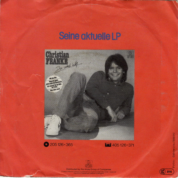 Christian Franke - Wenn Du Gehst, Stürzt Nicht Der Himmel Ein Vinyl Singles Vinyl Very Good (VG) <br> Hoes Good Plus (G+)