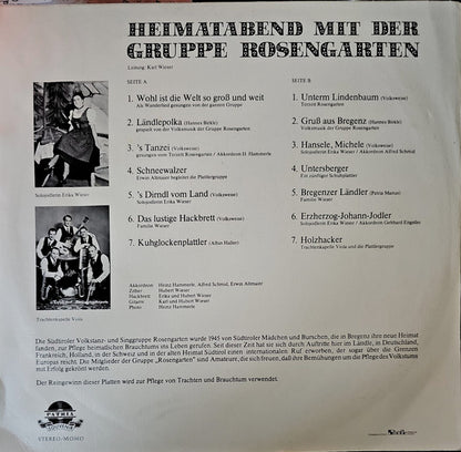 Volkstanz- und Singgruppe Rosengarten - Heimatabend Mit Der Gruppe Rosengarten (LP) 51103 Vinyl LP Goede Staat