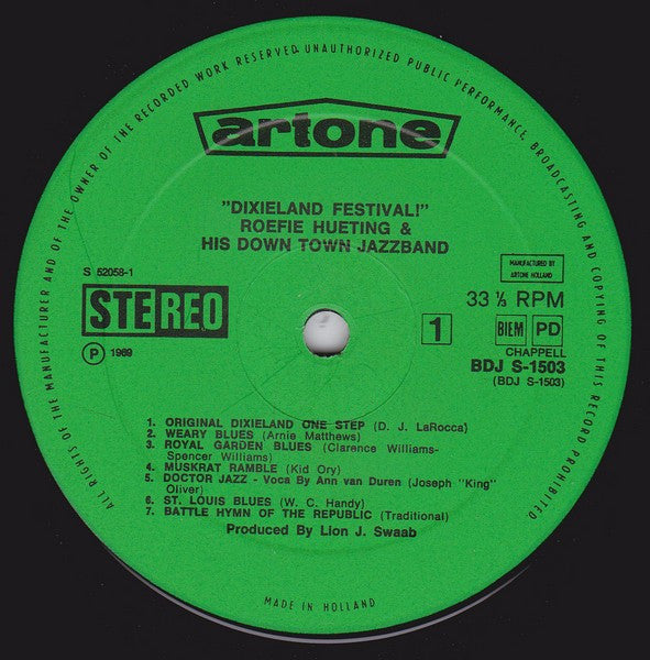 Down Town Jazz Band - Dixieland Festival (LP) Vinyl LP Vinyl Very Good (VG) <br> Hoes Good Plus (G+)