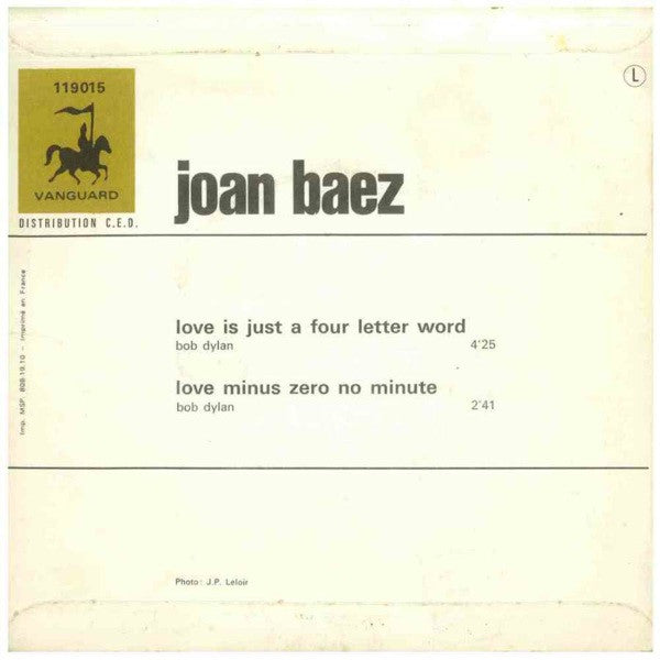 Joan Baez - Love Is Just A Four-Letter Word Vinyl Singles Vinyl Very Good (VG) <br> Hoes Good Plus (G+)