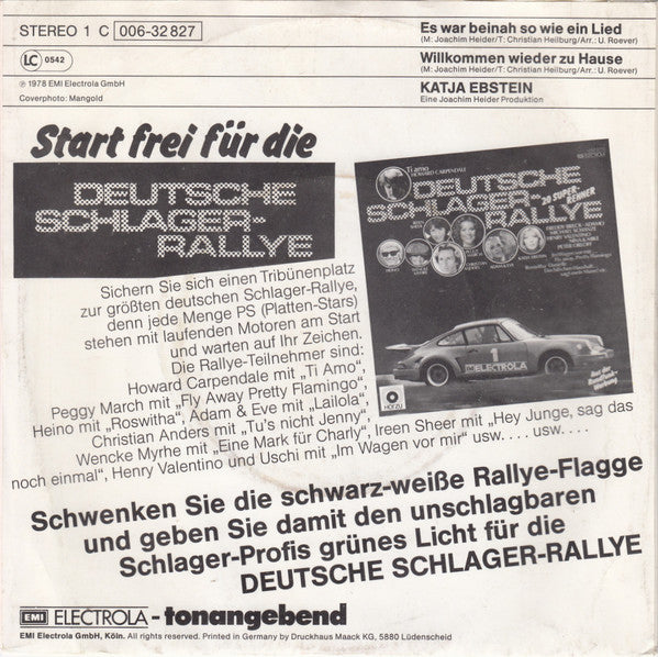 Katja Ebstein - Es War Beinah So Wie Ein Lied Vinyl Singles Vinyl Very Good (VG) <br> Hoes Good Plus (G+)