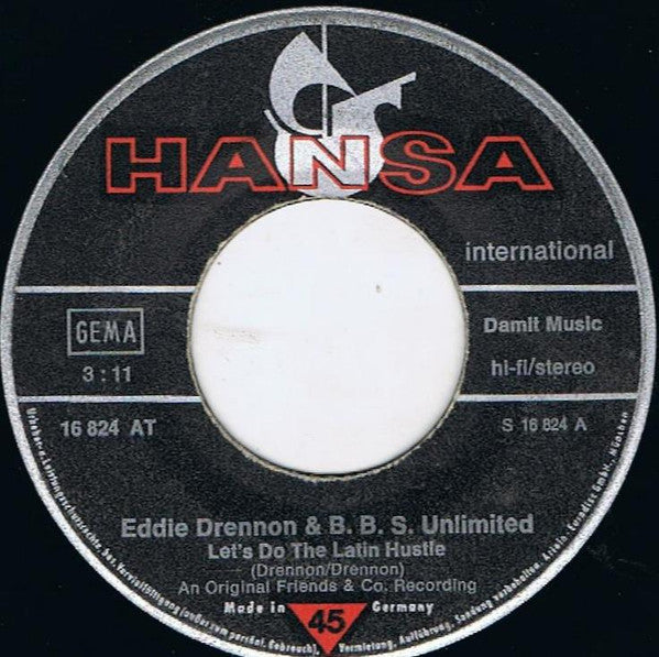 Eddie Drennon & The B.B.S. Unlimited - Let's Do The Latin Hustle Vinyl Singles Vinyl Very Good (VG) <br> Hoes Generic